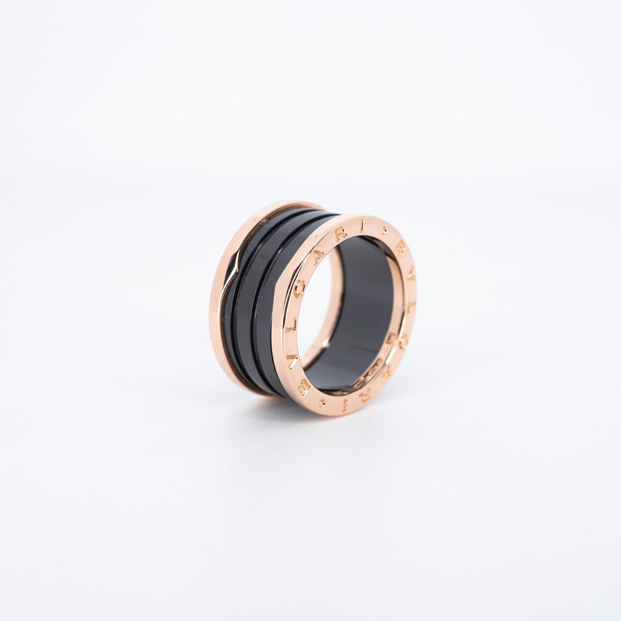 แหวน Bvlgari B.zero1 4band Black Ceramic Ring 18K Rose Gold Size 58# (Used) #vrbvrim 6965