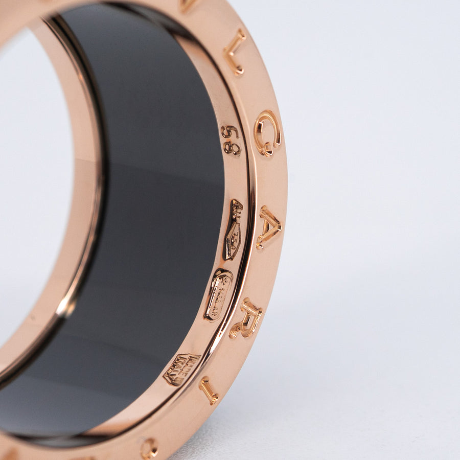 แหวน Bvlgari B.zero1 4band Black Ceramic Ring 18K Rose Gold Size 58# (Used) #vrbvrim 6965