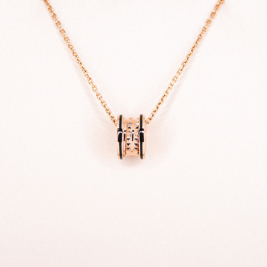 สร้อยและจี้ Bvlgari B.zero1 Rock pendant necklace with studs and black ceramic inserts 18K Rose Gold Size 39/42.5/46cm.# (Used) #vrbvnl 7008