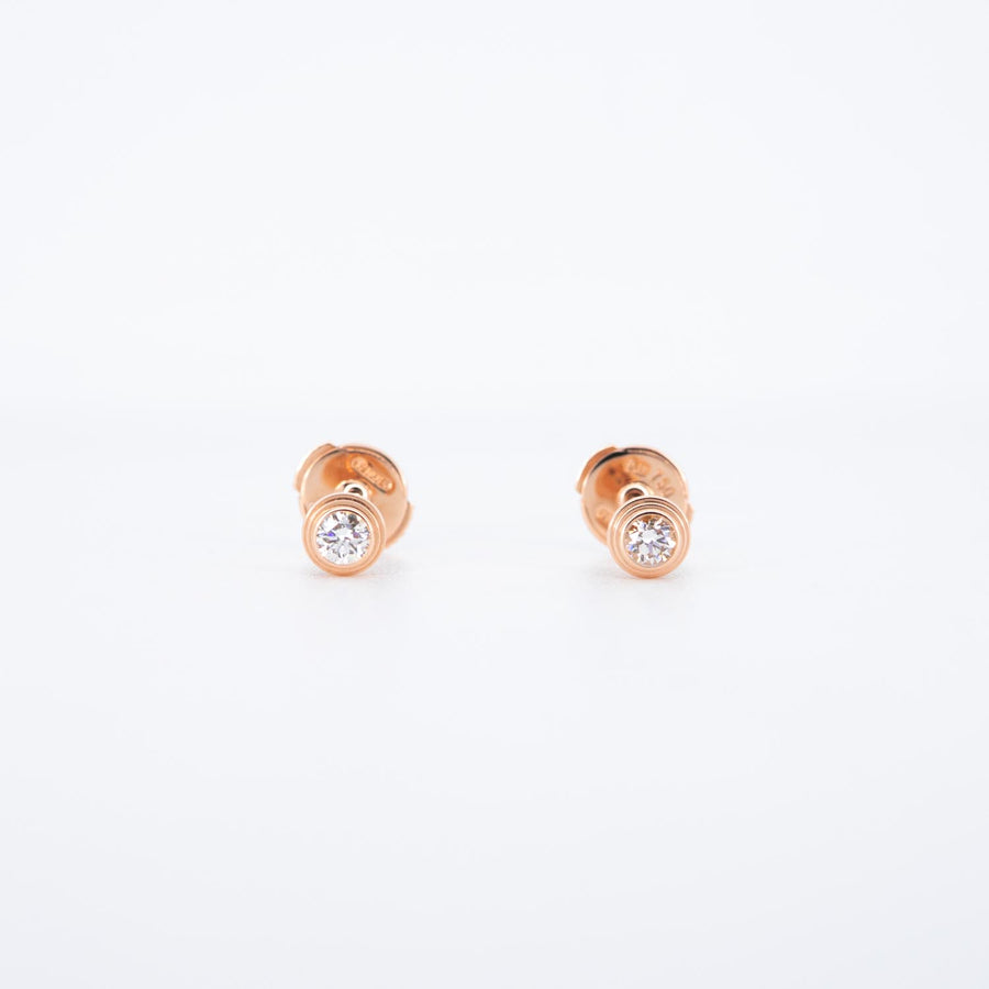 ต่างหู Cartier D'Amour stud earrings, 2 diamonds, small model 18K Rose Gold (Used) #vrcaeim 6967