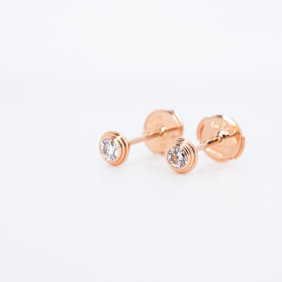 ต่างหู Cartier D'Amour stud earrings, 2 diamonds, small model 18K Rose Gold (Used) #vrcaeim 6967