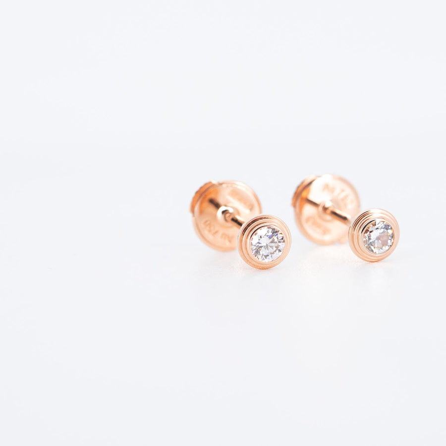 ต่างหู Cartier D'Amour stud earrings, 2 diamonds, small model 18K Rose Gold (Used) #vrcaeim 6967