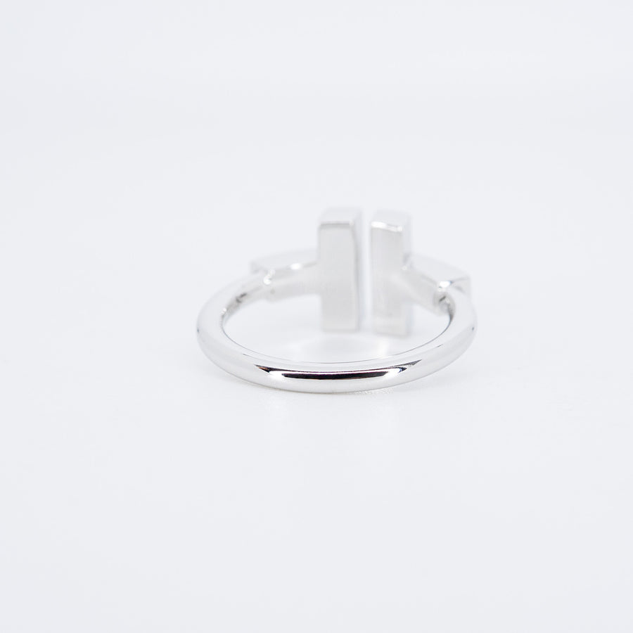 แหวน Tiffany & Co. Tiffany T Diamond and Turquoise Wire Ring 18K White Gold Size 47# (Used) #vrtirimt 6999