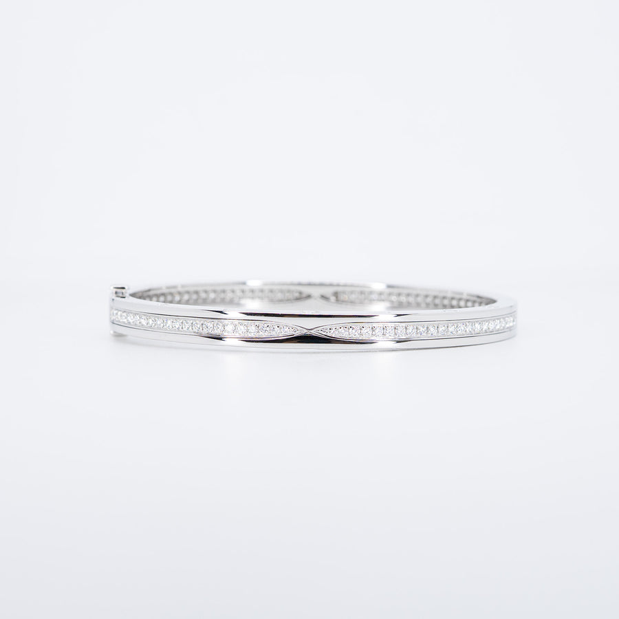 กำไล Bvlgari B.zero1 Bracelet Set with Pavé Diamonds on The Spiral 18K White Gold Size M# (Used) #vrbvb 7007