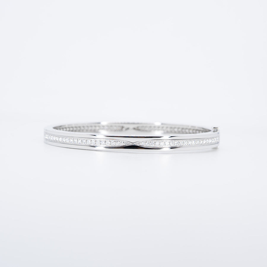 กำไล Bvlgari B.zero1 Bracelet Set with Pavé Diamonds on The Spiral 18K White Gold Size M# (Used) #vrbvb 7007