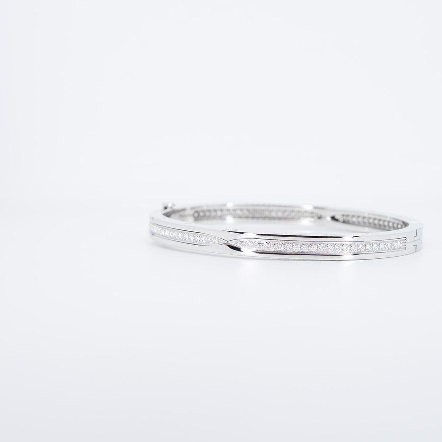 กำไล Bvlgari B.zero1 Bracelet Set with Pavé Diamonds on The Spiral 18K White Gold Size M# (Used) #vrbvb 7007