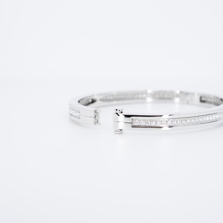 กำไล Bvlgari B.zero1 Bracelet Set with Pavé Diamonds on The Spiral 18K White Gold Size M# (Used) #vrbvb 7007