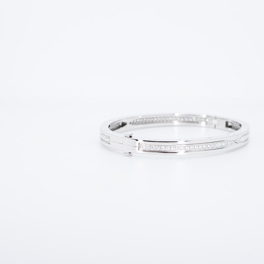 กำไล Bvlgari B.zero1 Bracelet Set with Pavé Diamonds on The Spiral 18K White Gold Size M# (Used) #vrbvb 7007