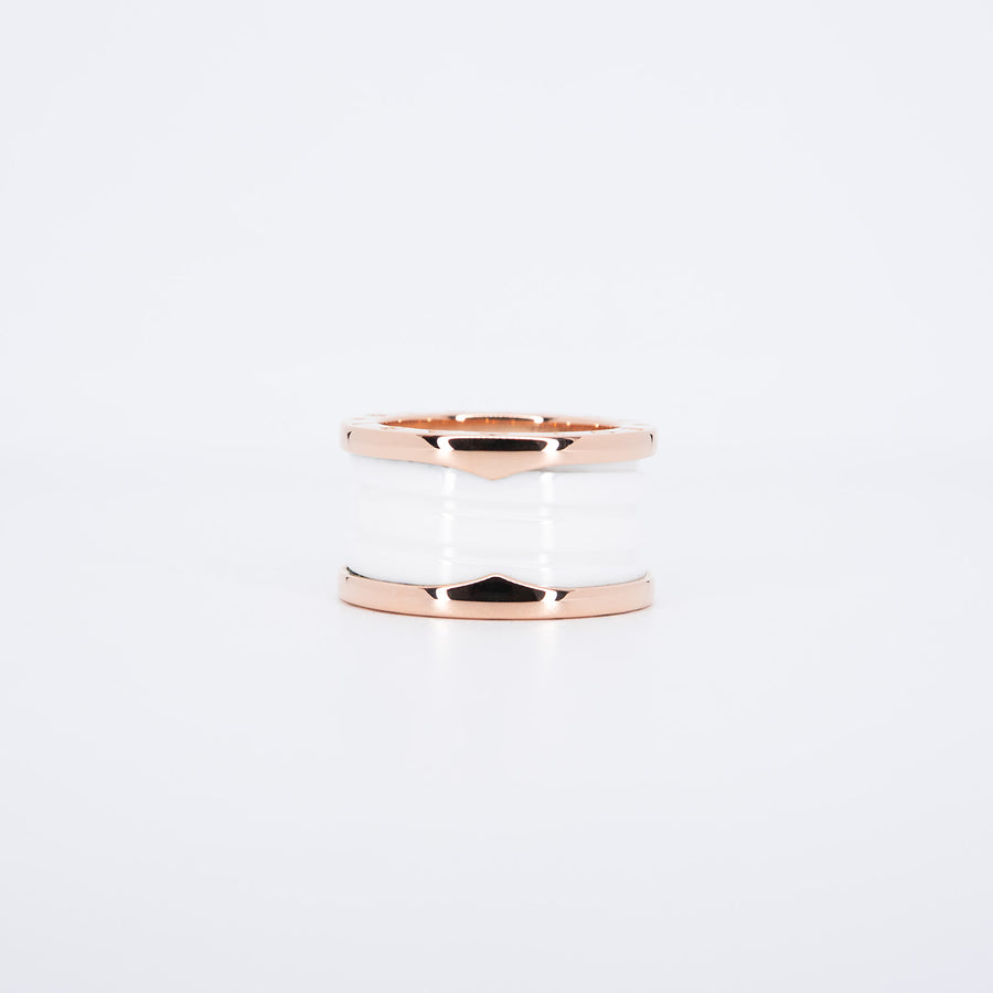 แหวน Bvlgari B.zero1 4band White Ceramic Ring 18K Rose Gold Size 52# (Used) #vrbv 0835