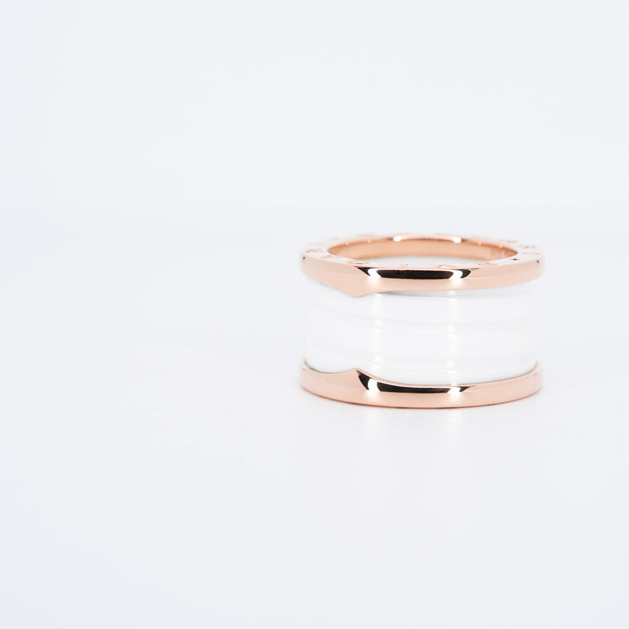 แหวน Bvlgari B.zero1 4band White Ceramic Ring 18K Rose Gold Size 52# (Used) #vrbv 0835