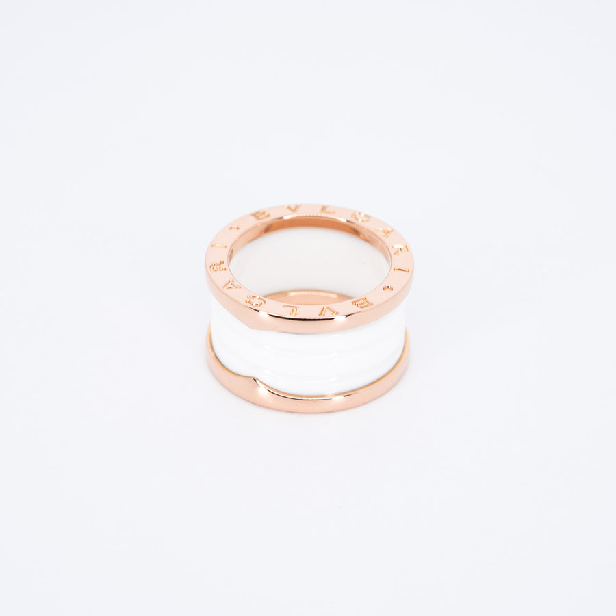แหวน Bvlgari B.zero1 4band White Ceramic Ring 18K Rose Gold Size 52# (Used) #vrbv 0835