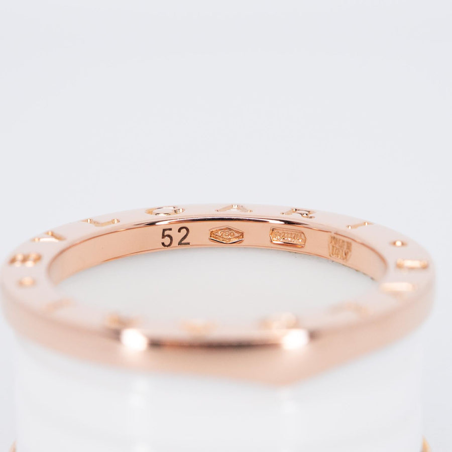 แหวน Bvlgari B.zero1 4band White Ceramic Ring 18K Rose Gold Size 52# (Used) #vrbv 0835