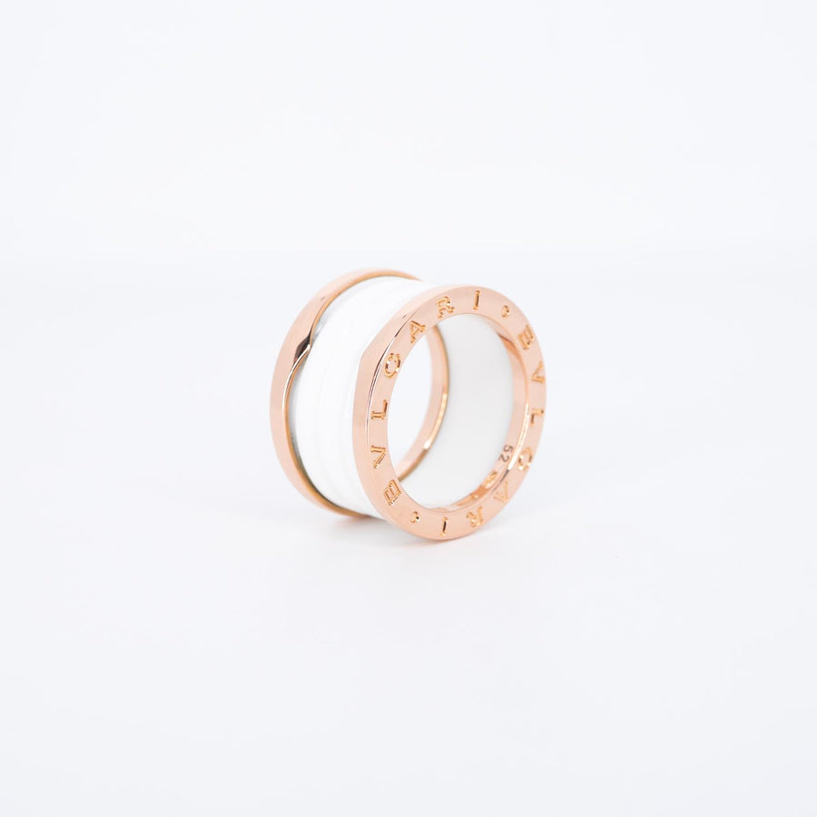 แหวน Bvlgari B.zero1 4band White Ceramic Ring 18K Rose Gold Size 52# (Used) #vrbv 0835