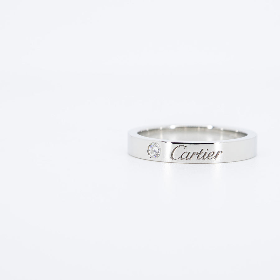 แหวน Cartier C de Cartier Band with Diamond Platinum950 Size 50# (Used) #vrcarim 6979