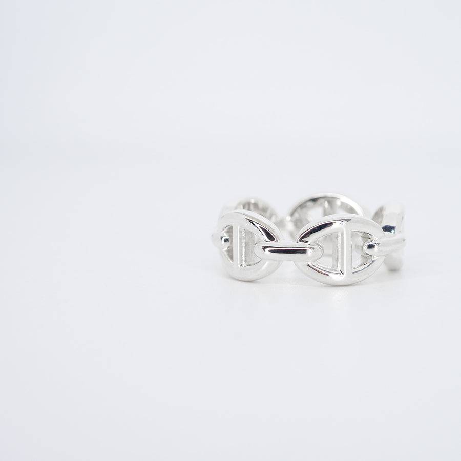 แหวน Hermes Chaine d'ancre Enchainee ring, small model Silver925 Size 50# (Used) #vrhe 0839