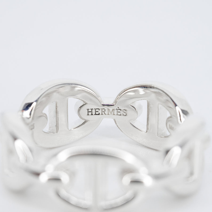 แหวน Hermes Chaine d'ancre Enchainee ring, small model Silver925 Size 50# (Used) #vrhe 0839