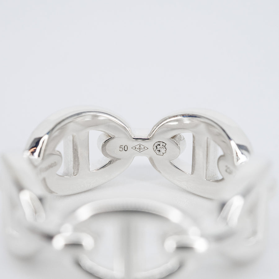 แหวน Hermes Chaine d'ancre Enchainee ring, small model Silver925 Size 50# (Used) #vrhe 0839