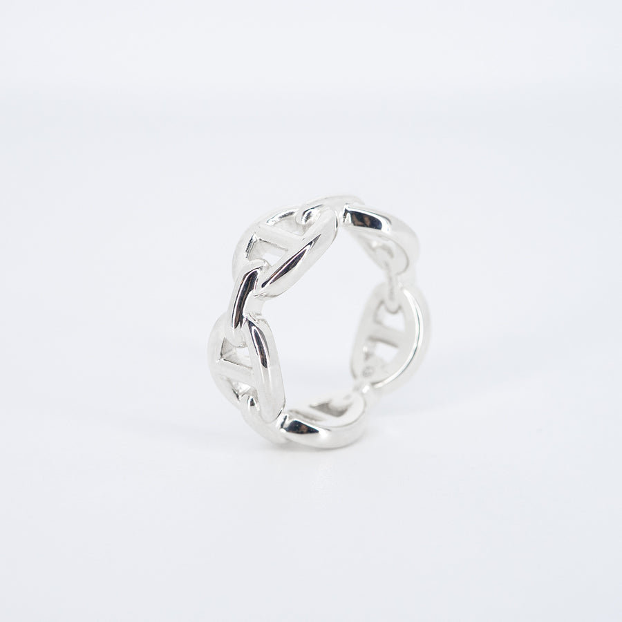 แหวน Hermes Chaine d'ancre Enchainee ring, small model Silver925 Size 50# (Used) #vrhe 0839