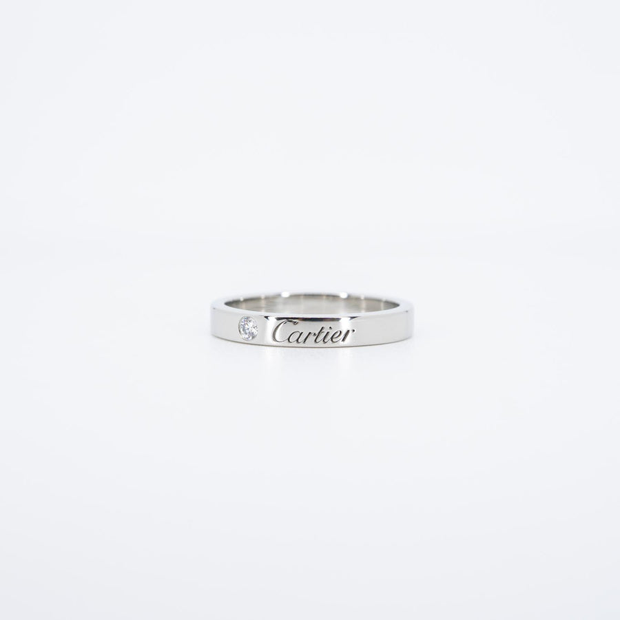 แหวน Cartier C de Cartier Band with Diamond Platinum950 Size 53# (Used) #vrcarim 6975