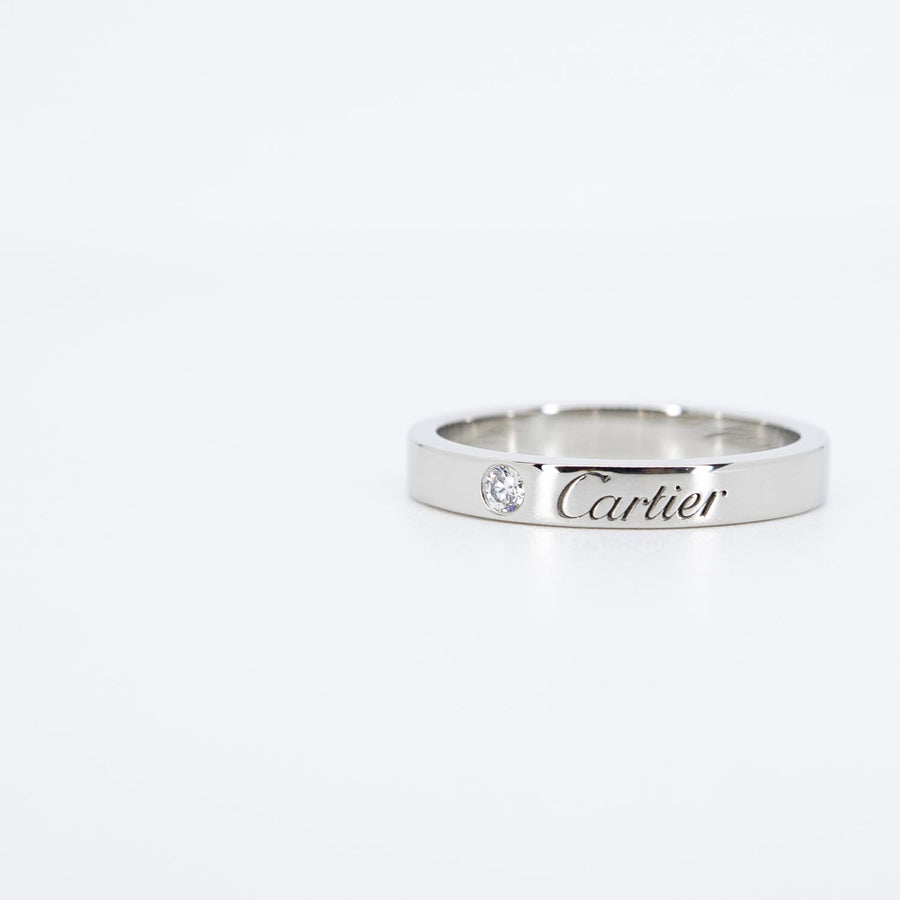 แหวน Cartier C de Cartier Band with Diamond Platinum950 Size 53# (Used) #vrcarim 6975