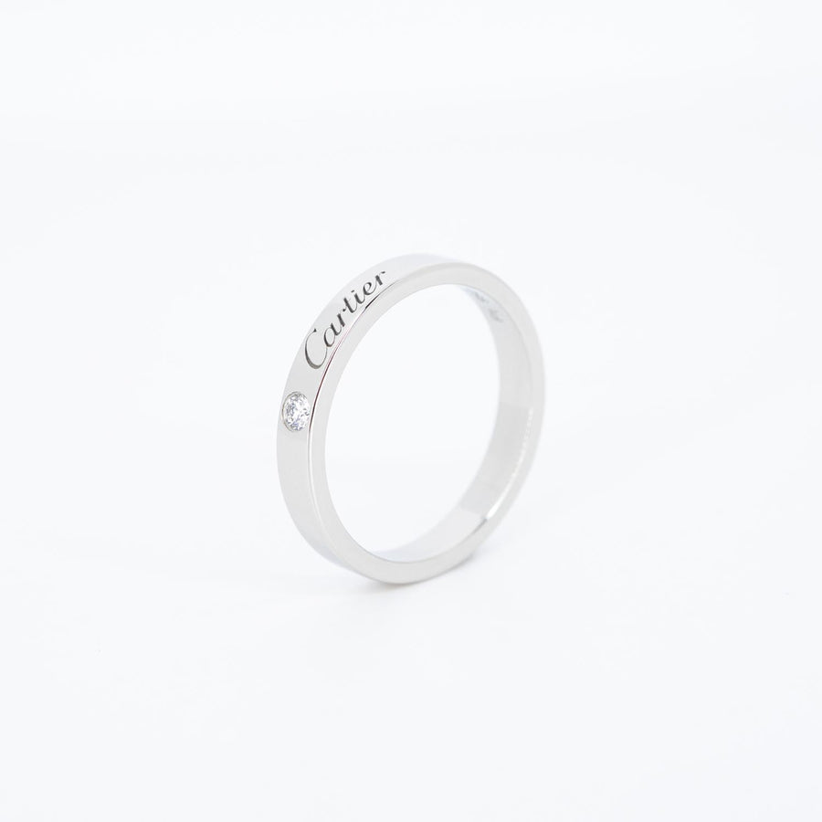 แหวน Cartier C de Cartier Band with Diamond Platinum950 Size 53# (Used) #vrcarim 6975