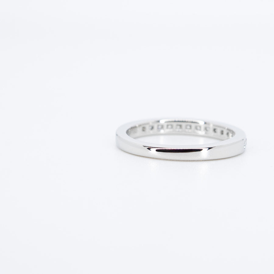 แหวน Tiffany & Co. Tiffany Setting Wedding Band in Platinum with a Half-circle of Diamonds, 2mm. Platinum950 Size 45# (Used) #vrti 0836