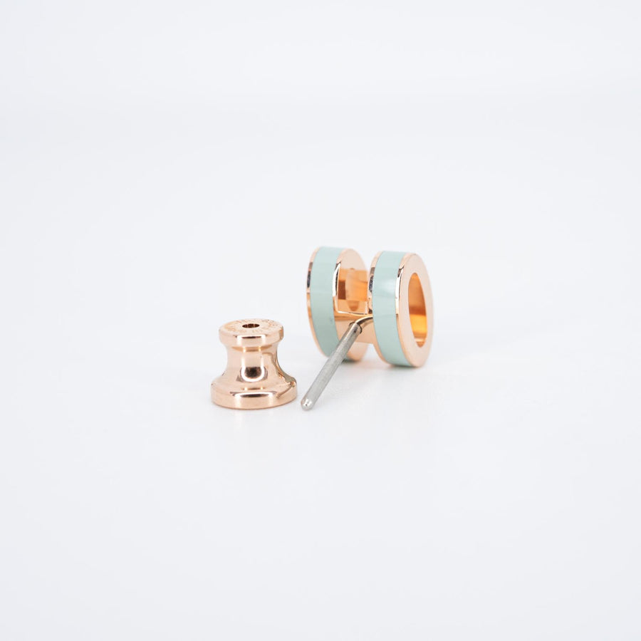 ต่างหู Hermes Mini Pop H earrings, vert peppermint 18K Rose Gold Plated (Used) #vrhe 0847