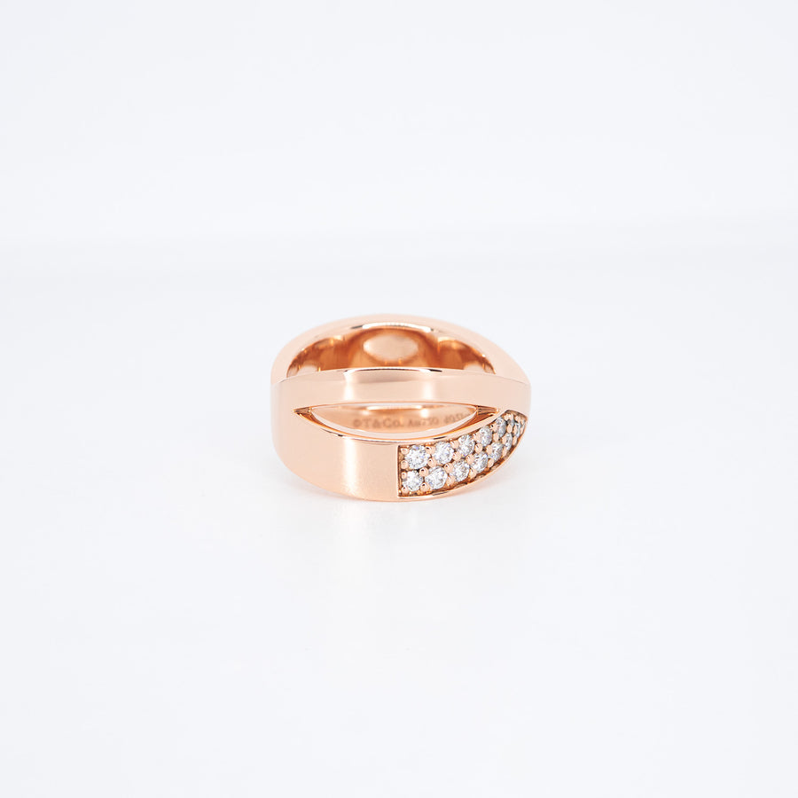 แหวน Tiffany & Co. Atlas X Wide Ring with Diamonds 18K Rose Gold Size 52# (Used) #vrti 0864