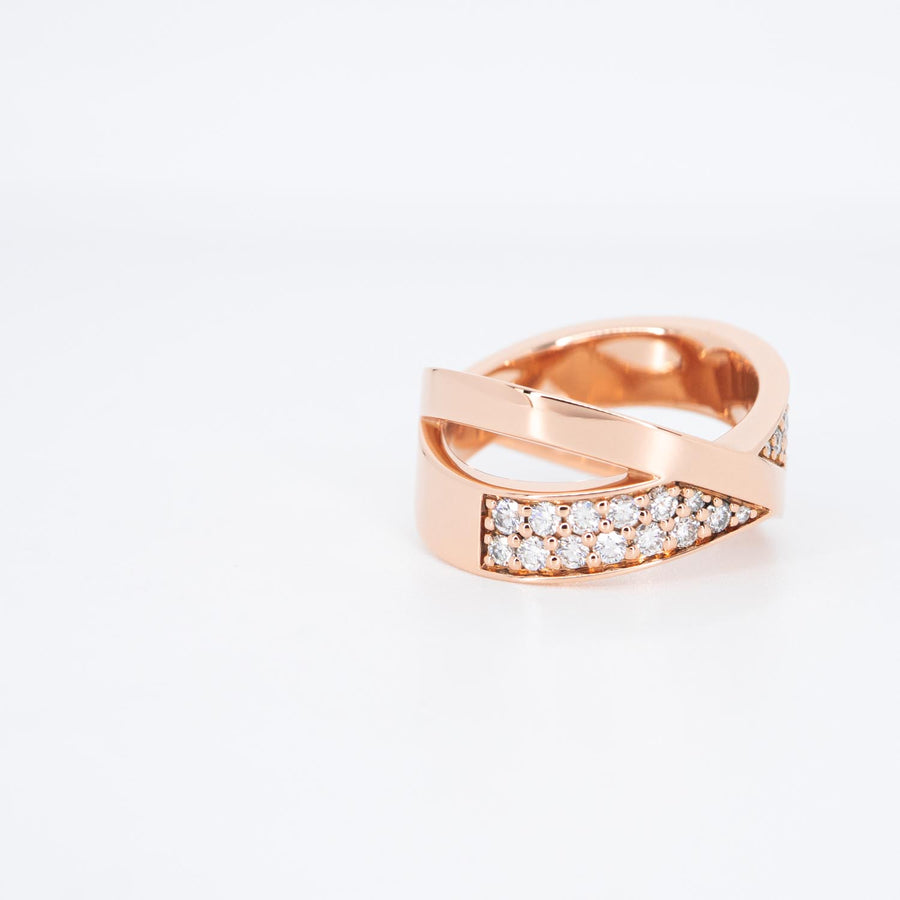แหวน Tiffany & Co. Atlas X Wide Ring with Diamonds 18K Rose Gold Size 52# (Used) #vrti 0864