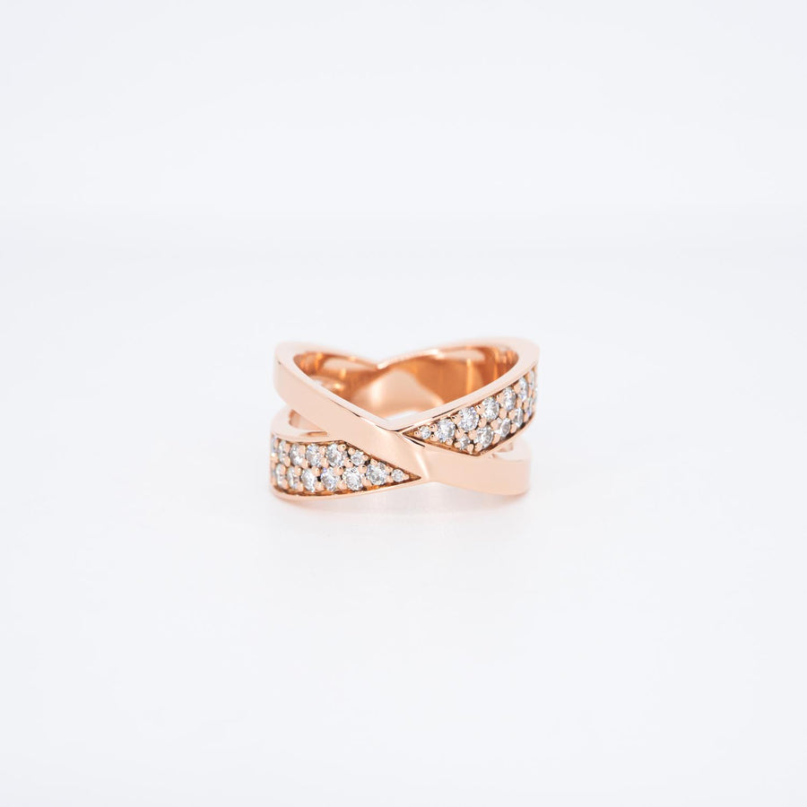 แหวน Tiffany & Co. Atlas X Wide Ring with Diamonds 18K Rose Gold Size 52# (Used) #vrti 0864