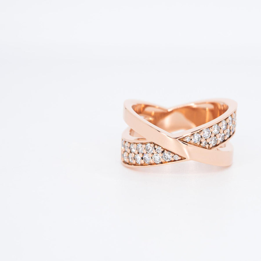 แหวน Tiffany & Co. Atlas X Wide Ring with Diamonds 18K Rose Gold Size 52# (Used) #vrti 0864