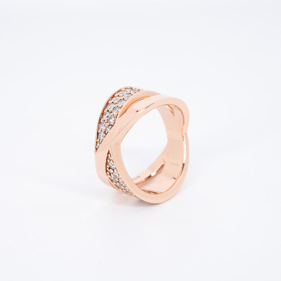 แหวน Tiffany & Co. Atlas X Wide Ring with Diamonds 18K Rose Gold Size 52# (Used) #vrti 0864
