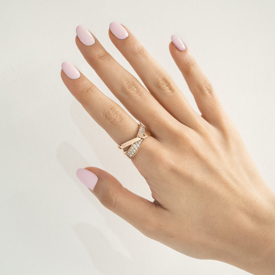 แหวน Tiffany & Co. Atlas X Wide Ring with Diamonds 18K Rose Gold Size 52# (Used) #vrti 0864