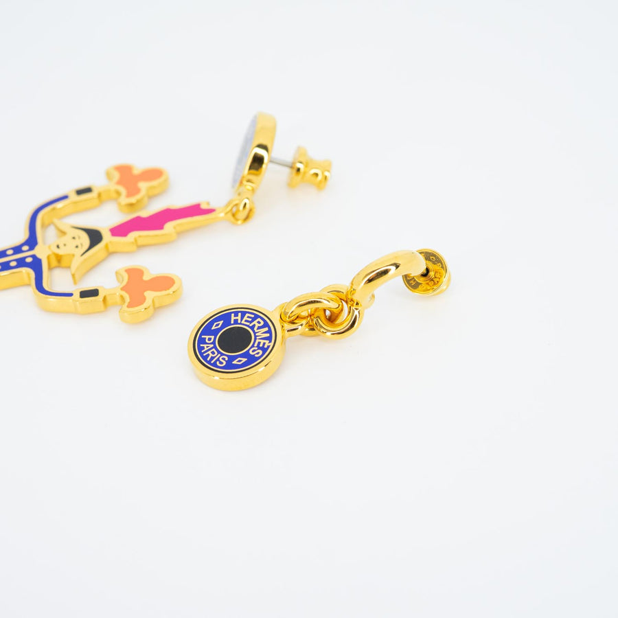 ต่างหู Hermes Artificier Earrings Glod Plated (Used) #vrhe 0862
