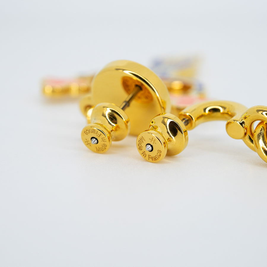 ต่างหู Hermes Artificier Earrings Glod Plated (Used) #vrhe 0862