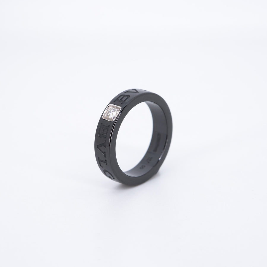 แหวน Bvlgari B.zero1 Essential band ring Anillo With Diamond Black Ceramic Size 50# (Used) #vrbvrimt 7046