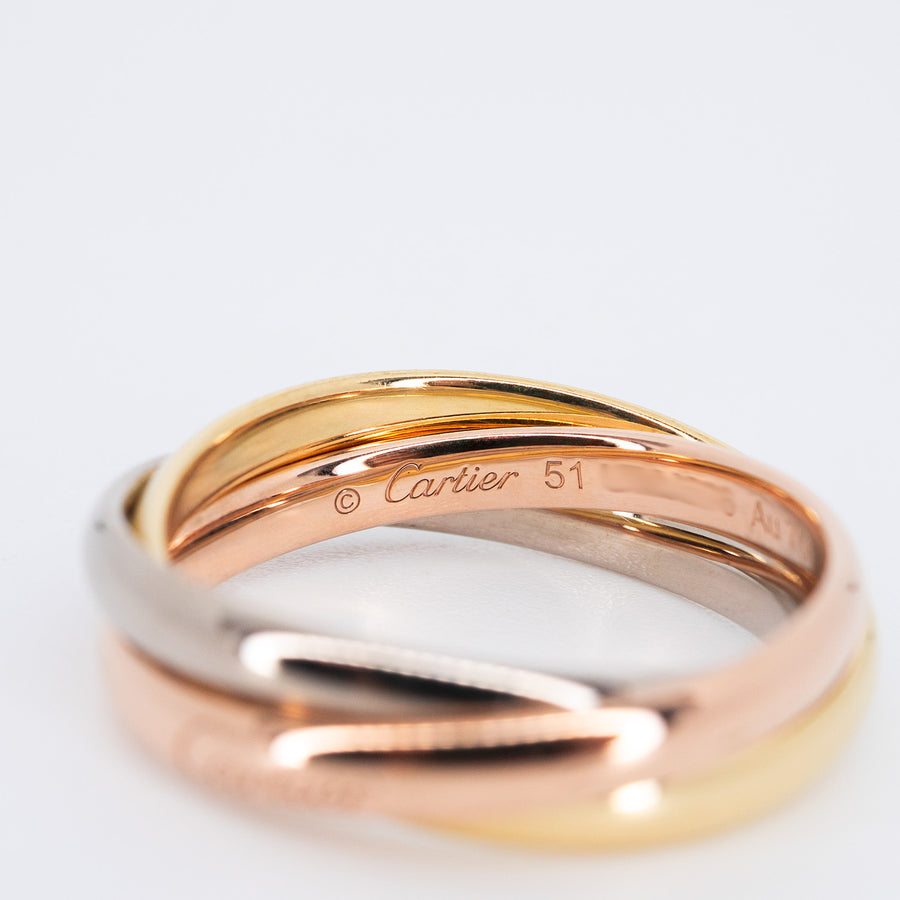 **hold K.Aomm** แหวน Cartier Trinity Ring, small model 18K 3 Colors Size 51# (Used) #vrcarimt 7041