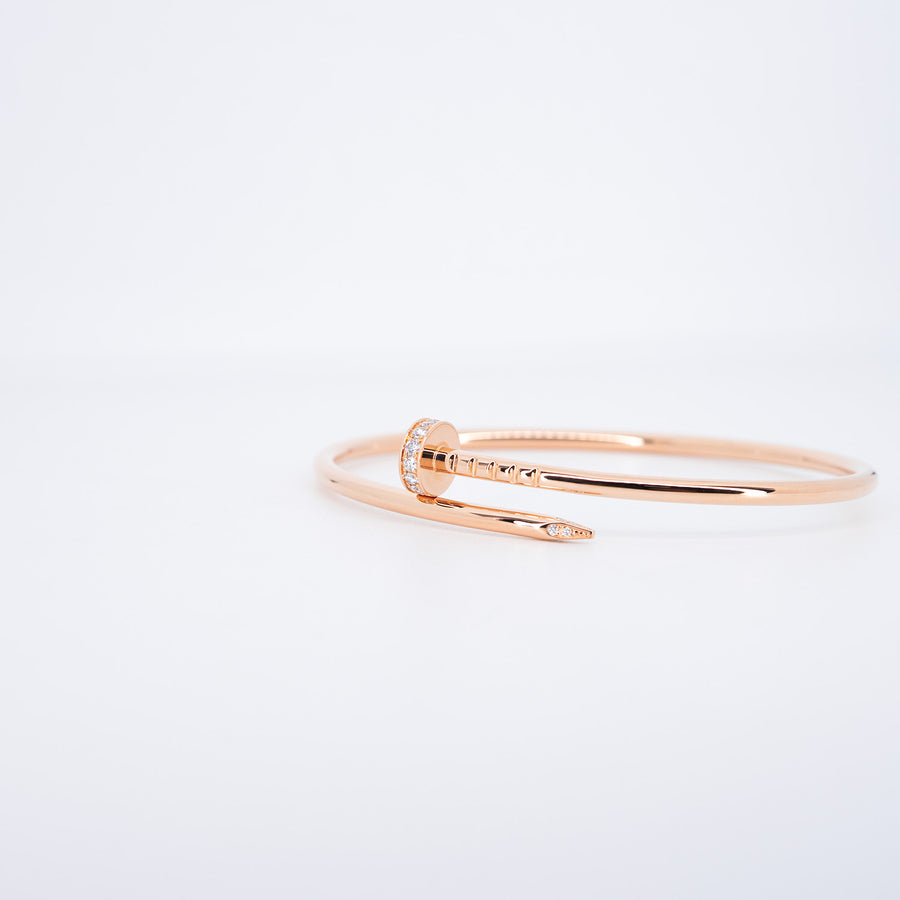 **hold k.b**กำไล Cartier Juste Un Clou Bracelet SM with Diamonds 18K Rose Gold Size 16# (Used) #vrcab 7047