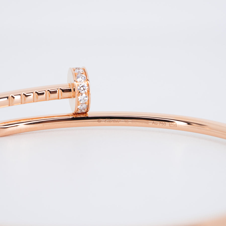 **hold k.b**กำไล Cartier Juste Un Clou Bracelet SM with Diamonds 18K Rose Gold Size 16# (Used) #vrcab 7047