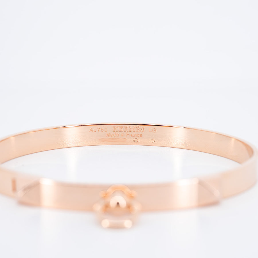 กำไล Hermes Collier de Chien Bracelet, Small Model 18K Rose Gold Size LG(17cm.)# (Used) #vrhe 0853