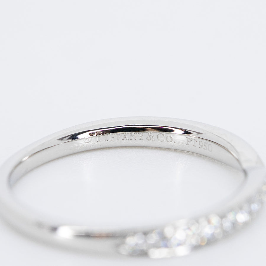 แหวน Tiffany & Co. Tiffany Harmony Band Ring with Diamonds, 1.8 mm. Platinum950 Size 51# (Used) #vrti 0866