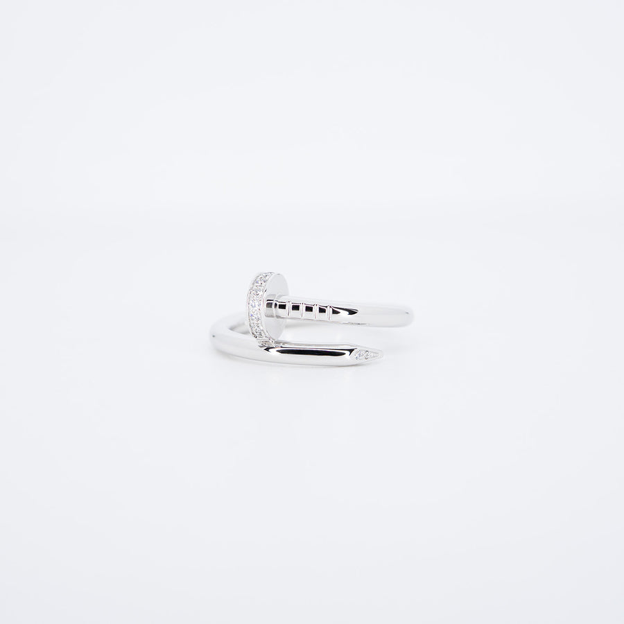 แหวน Cartier Juste un Clou ring with Diamonds 18K White Gold Size 57# (Used) #vrcar 7054