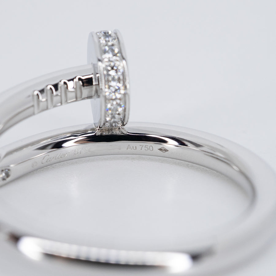 แหวน Cartier Juste un Clou ring with Diamonds 18K White Gold Size 57# (Used) #vrcar 7054