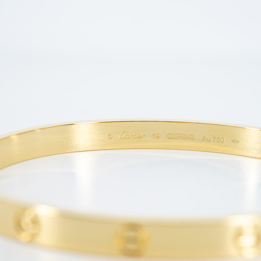 กำไล Cartier Love Bracelet 18K Yellow Gold Size 19# (Used) #vrcab 7053