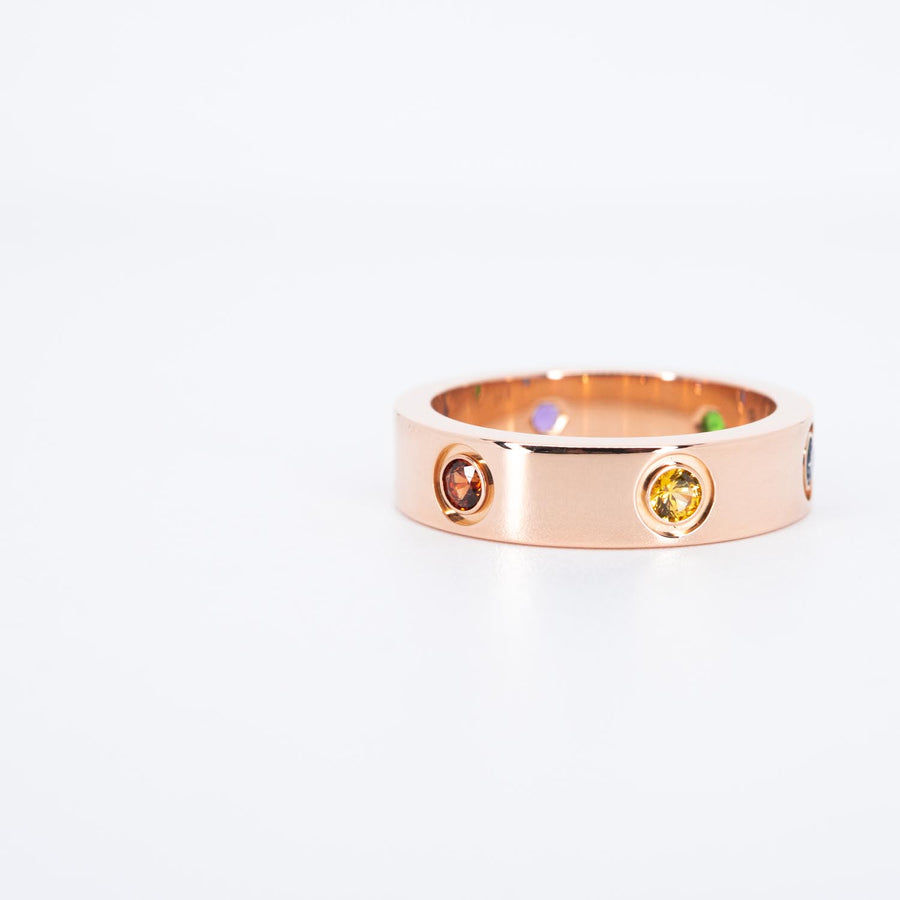 แหวน Cartier Love Ring with Sapphires Garnets Amethyst 18K Rose Gold Size 57# (Used) #vrcarimt 7067