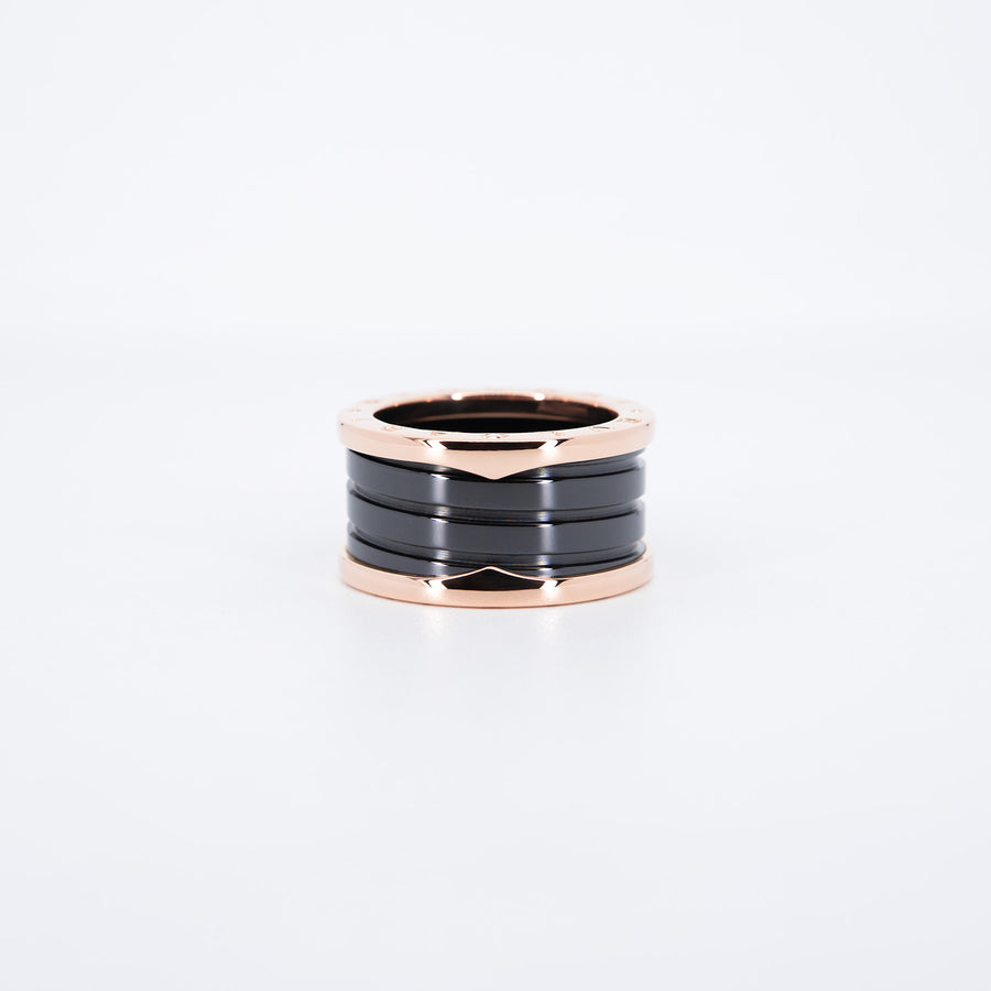 แหวน Bvlgari B.zero1 4band Black Ceramic Ring 18K Rose Gold Size 55# (Used) #vrbv 0871