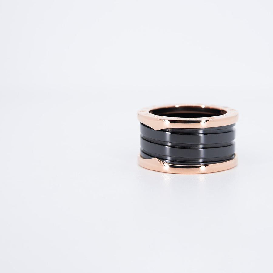 แหวน Bvlgari B.zero1 4band Black Ceramic Ring 18K Rose Gold Size 55# (Used) #vrbv 0871
