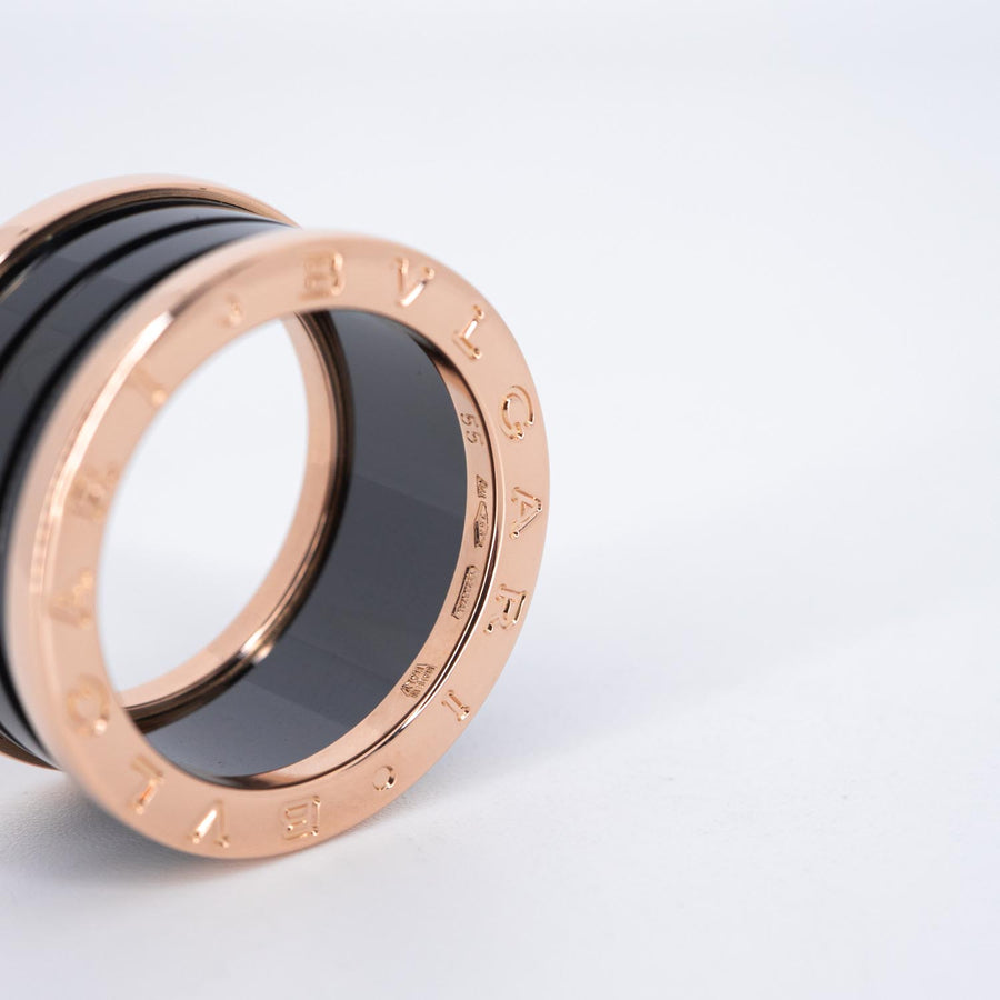 แหวน Bvlgari B.zero1 4band Black Ceramic Ring 18K Rose Gold Size 55# (Used) #vrbv 0871