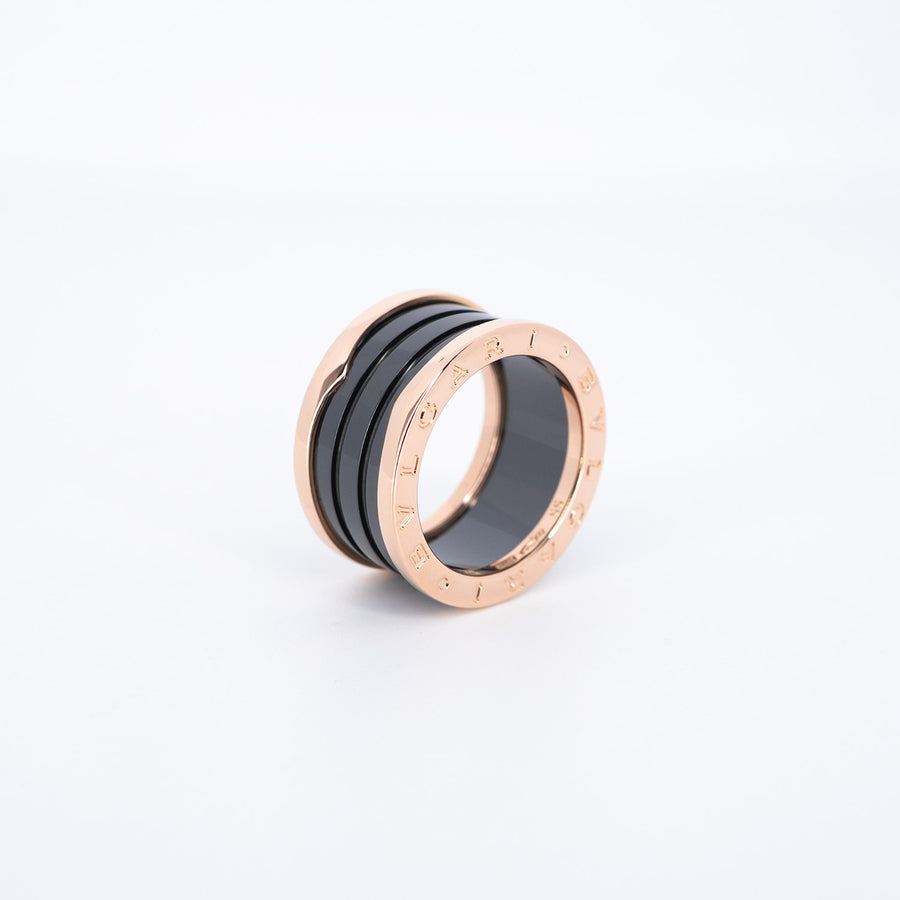 แหวน Bvlgari B.zero1 4band Black Ceramic Ring 18K Rose Gold Size 55# (Used) #vrbv 0871