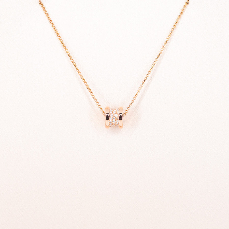 สร้อยและจี้ Bvlgari B.zero1 mini necklace with pavé diamonds 18K Rose Gold Size 39/41.5/44cm.# (Used) #vrbvnl 7089